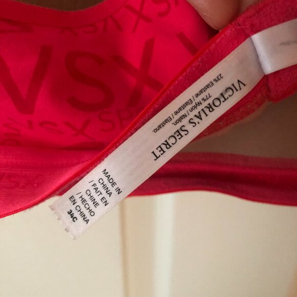 VSX SPORT Push Up Bra 34C Neon Pink Logo Monogram Activewear Gym Aesthetic - Picture 7 of 8